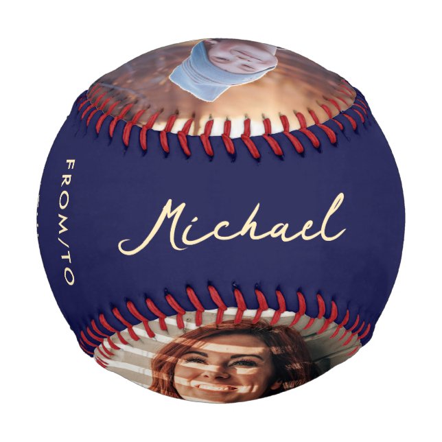 Modern Best Dad Ever Photo From Daughter Blue Gold Baseball (Back)