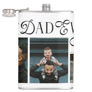 Modern Best Dad Ever Photo Heart Fathers Day Gifts Flask