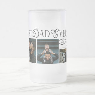 Modern Best Dad Ever Photo Heart Fathers Day Gifts Frosted Glass Beer Mug
