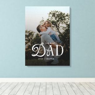 Modern Best Dad Ever Photo Personalized Canvas