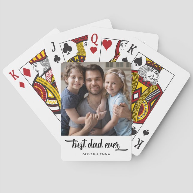 Modern Best Dad Ever Photo Poker Cards (Back)