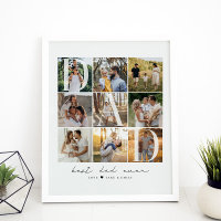 Modern Best Dad Ever Script 9 Photo Grid Dad Gift