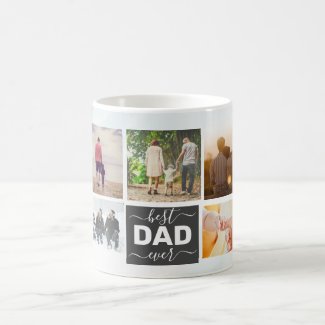 Modern Best DAD Ever Script Simple 9 Photo Collage