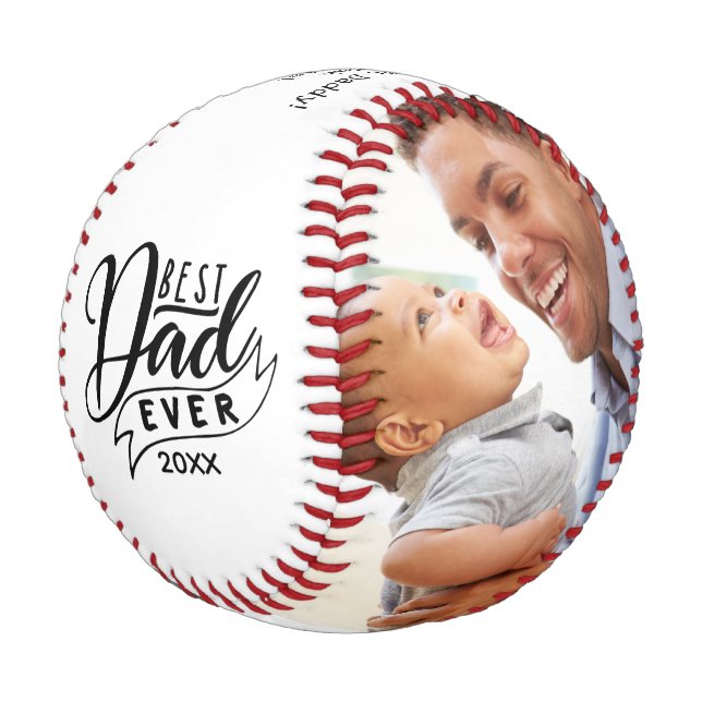Modern Best Dad Ever Two Photo Baseball (Angled)