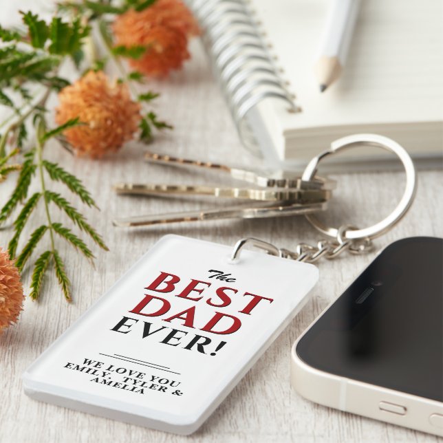 Modern Best Dad Ever Typography Father`s Day Keychain (Front Right)