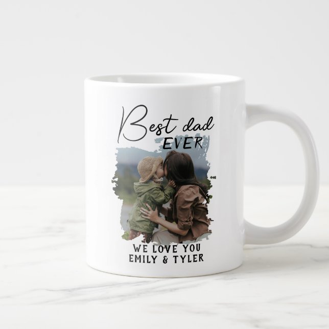 Modern Best Dad Family Photo Father`s Day  Giant Coffee Mug (Right)