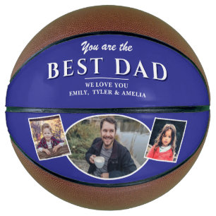 Modern Best Dad Father 3 Photo Collage Basketball