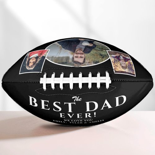 Modern Best Dad Father 3 Photo Collage Black Football
