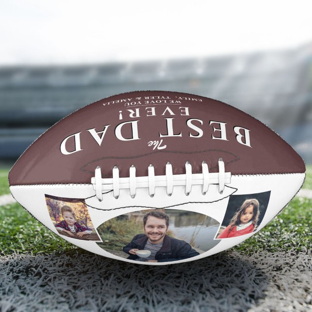 Modern Best Dad Father 3 Photo Collage Football (Creator Uploaded)
