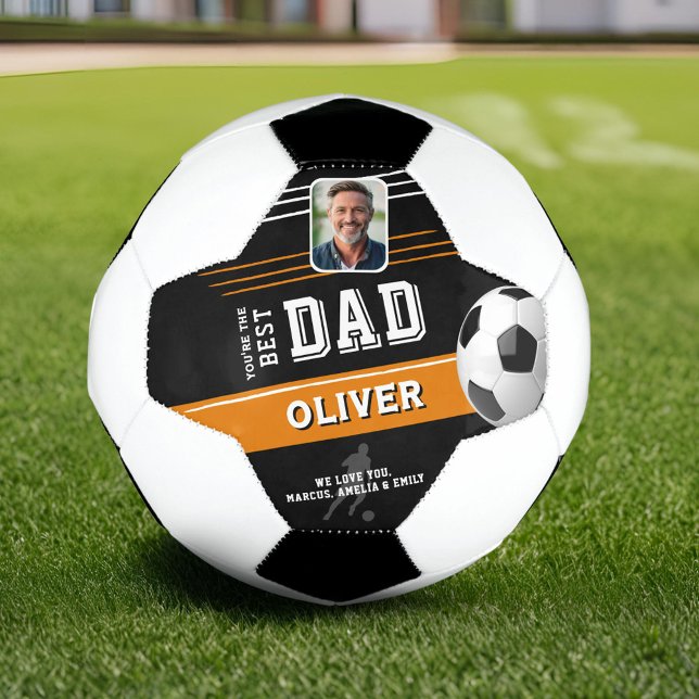 Modern Best Dad Father Keepsake Photo Football  Soccer Ball (Creator Uploaded)