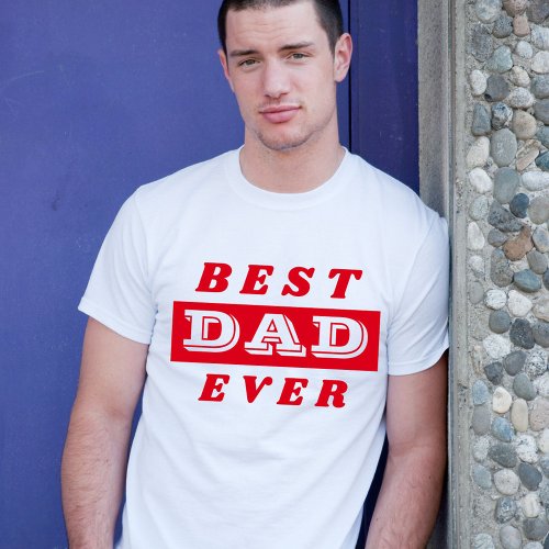 Modern Best Dad Father Red Typography T_Shirt