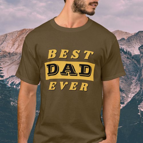 Modern Best Dad Father Yellow Black Typography T_Shirt