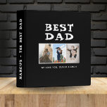 Modern Best Dad Kids Family Photo Album 3 Ring Binder<br><div class="desc">Modern Best Dad Kids Family Photo Album 3 ring binder. 3 family photos on the cover - add 3 photos and your names. The text is in modern white typography on a black background. Change any text on the cover and on the spine. A lovely keepsake for a father. Gift...</div>
