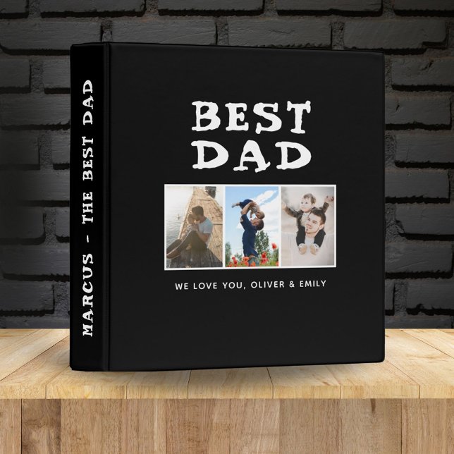 Modern Best Dad Kids Family Photo Album 3 Ring Binder (Creator Uploaded)