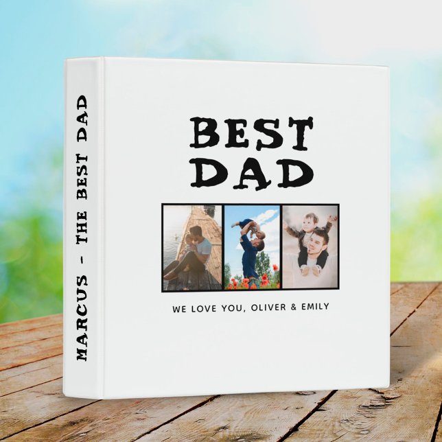 Modern Best Dad Kids Family Photo Album 3 Ring Binder (Creator Uploaded)