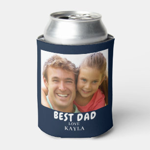 Modern Best Dad Photo Name Can Cooler