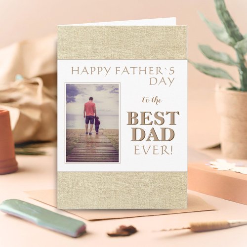 Modern Best Dad Rustic Pattern Photo Fathers Day Card