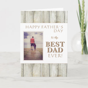 Modern Best Dad Rustic Wood Photo Father`s Day Card