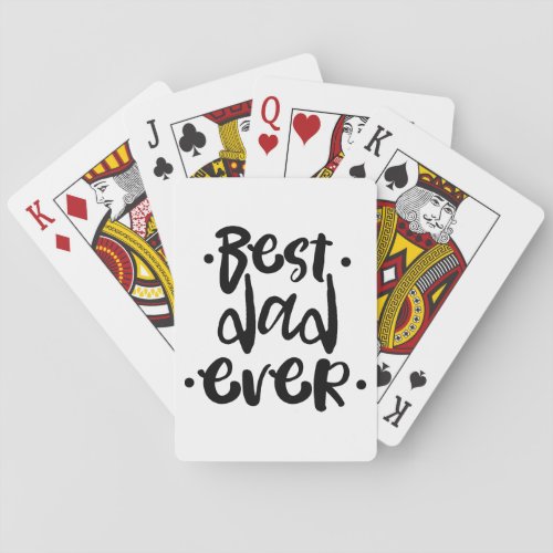 Modern Best Dad Script Black Fathers Day Gift Playing Cards