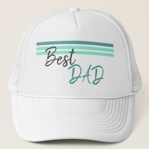 Modern Best Dad Turquoise Script Fathers Day Trucker Hat