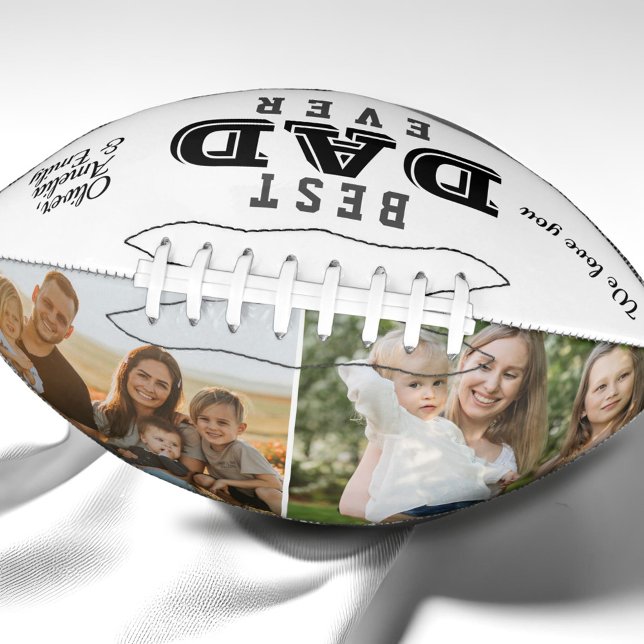 Modern Best Dad Typography Father`s Day 2 Photo Football (Creator Uploaded)