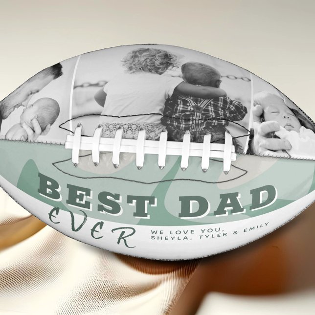 Modern Best Dad Typography Father`s Day 3 Photo Football (Creator Uploaded)