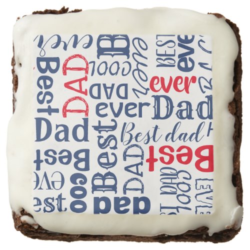 Modern Best Dad typography Red white and Blue Brownie