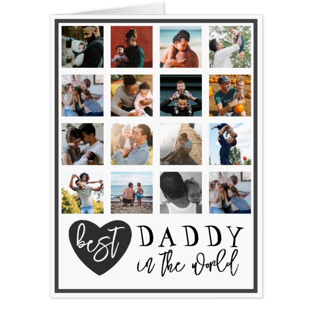 Modern Best Daddy 24 Photo Collage  Card (Front)