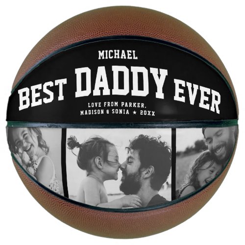 Modern BEST DADDY EVER Cool Trendy Photo Collage Basketball