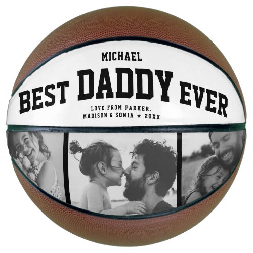 Modern BEST DADDY EVER Cool Trendy Photo Collage Basketball