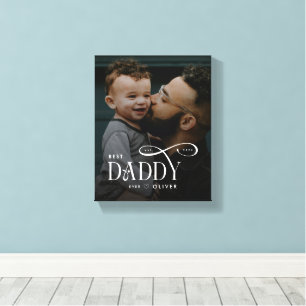 Modern Best Daddy Ever Photo Personalized Canvas