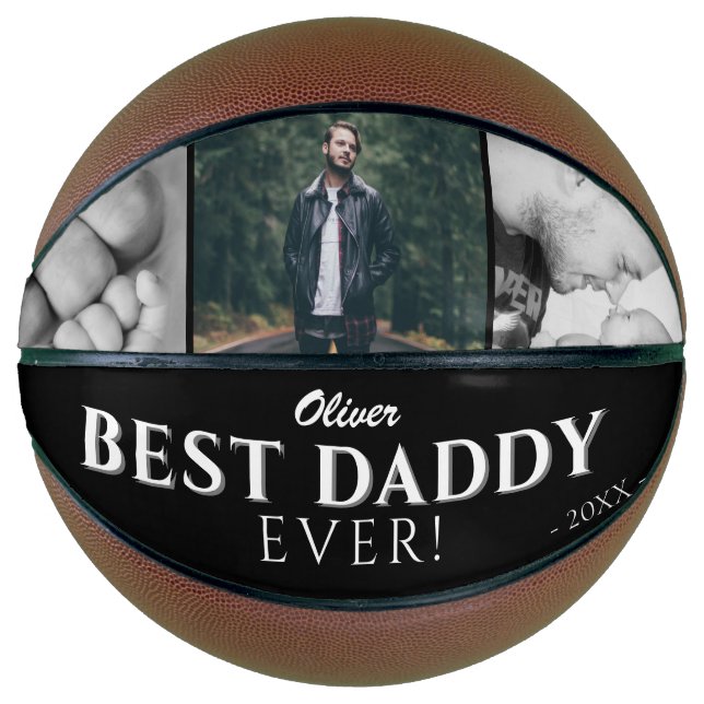 Modern Best Daddy Father`s Day Keepsake 3 Photo Basketball (Front)