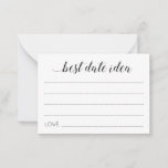 Modern Best Date Idea For Newlyweds Wedding Advice<br><div class="desc">These elegant "best date idea" cards will make the ideal way to get date night ideas for the newlyweds. This design features a combination of modern calligraphic script and block fonts. Part of the Alejandra collection.</div>