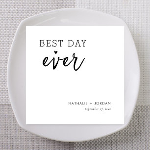 Modern Best Day Ever Custom Name Wedding Napkins