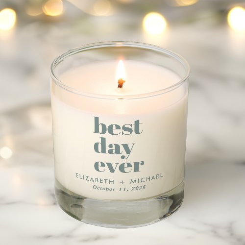 Modern Best Day Ever Sage Green Wedding Scented Candle