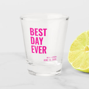 Modern Best Day Ever Wedding Favor Shot Glass