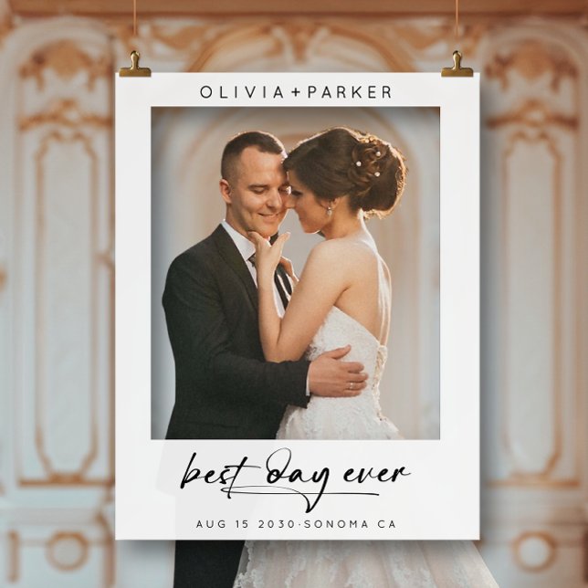 Modern Best Day Ever Wedding Photo Booth Selfie  Foam Board (Creator Uploaded)