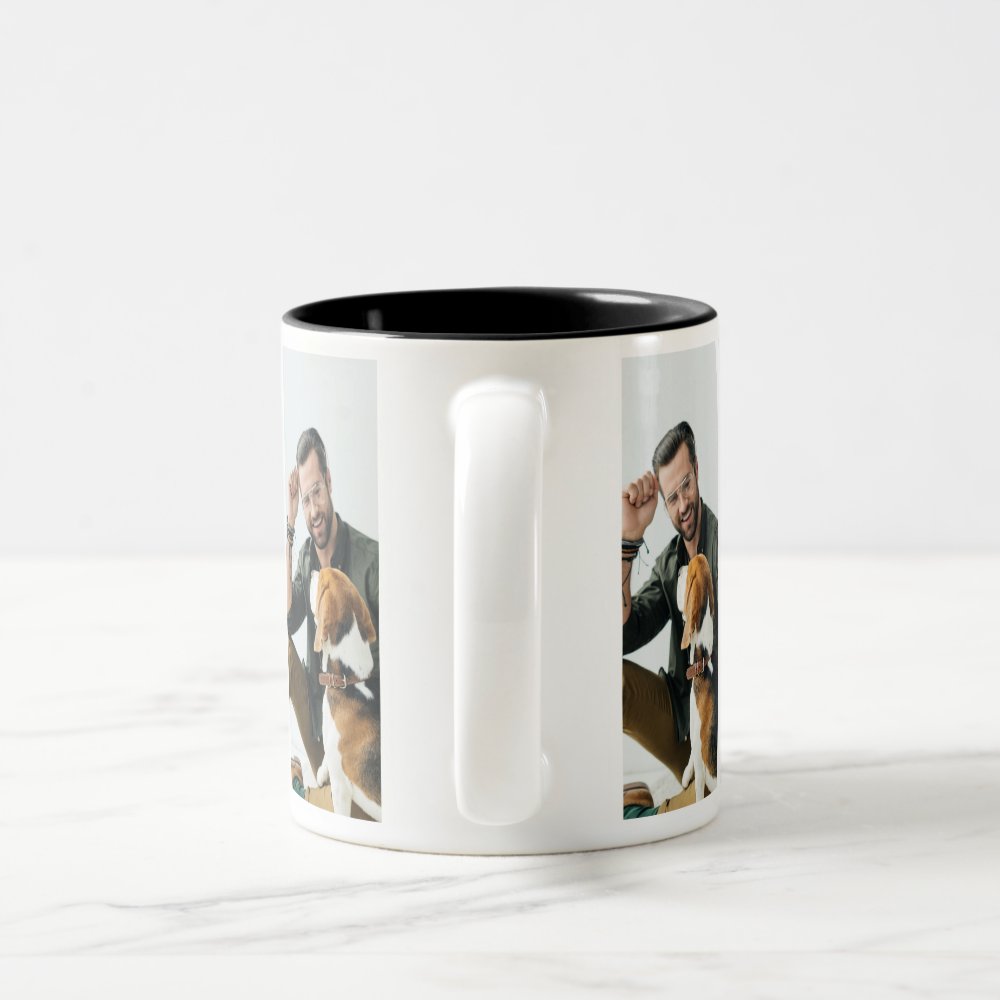 Disover Modern Best Dog Dad 7-Photo Collage Two-Tone Coffee Mug