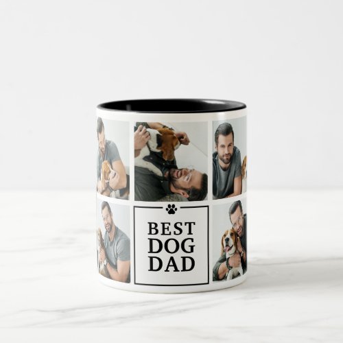 Modern Best Dog Dad 7_Photo Collage Two_Tone Coffee Mug