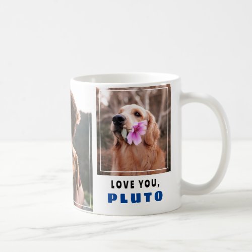 Modern Best Dog Dad Doggie Name 2 Photo Collage Coffee Mug