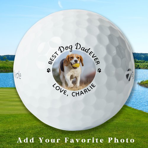 Modern Best DOG DAD Ever Personalized Pet Photo Golf Balls