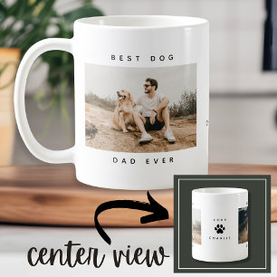 Modern Best Dog Dad Ever Photo Paw Print Coffee Mug