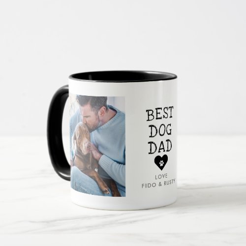 Modern Best Dog Dad Paw In Heart 2_Photo Mug
