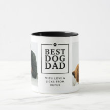 Modern "Best Dog Dad" Paw Print 2-Photo Mug