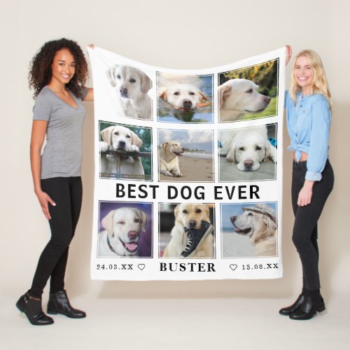 Modern Best Dog Ever Photo Collage Memorial Fleece Blanket