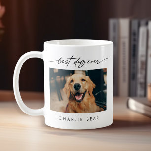 Modern Best Dog Ever Photo Handwritten Script Coffee Mug