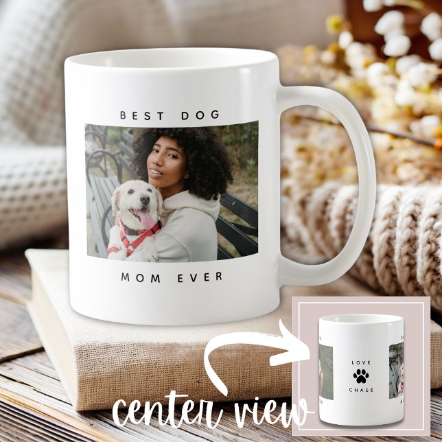 Modern Best Dog Mom Ever Photo Paw Print  Coffee Mug (Creator Uploaded)