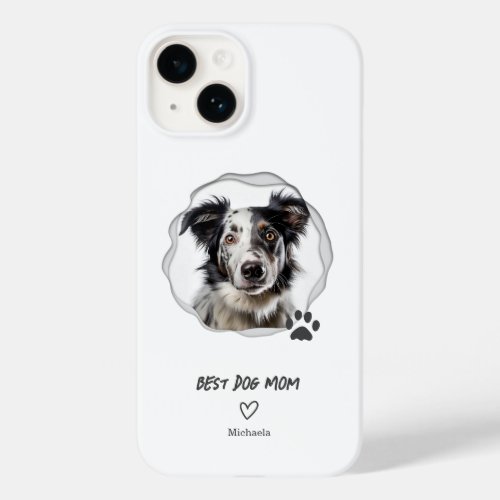 Modern Best Dog Mom One Photo Case_Mate iPhone 14 Case