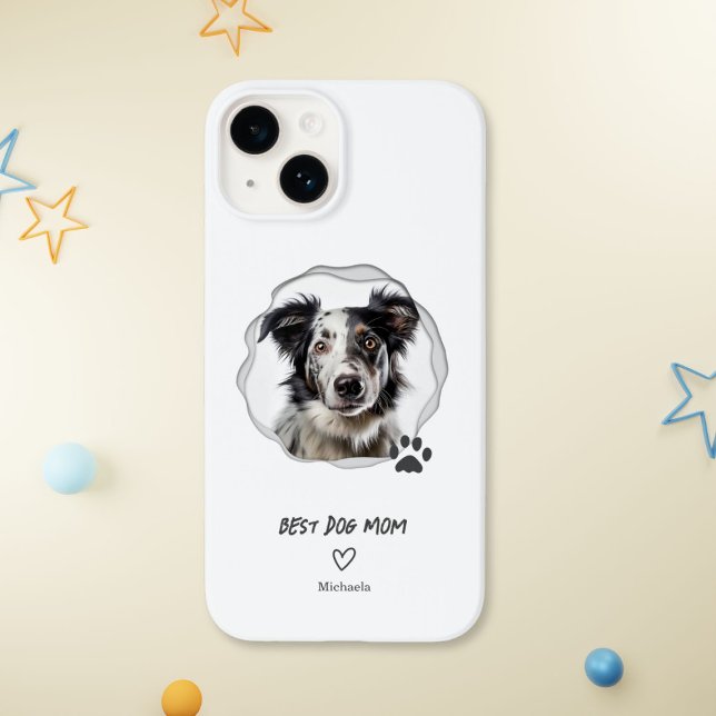 Modern Best Dog Mom One Photo Case-Mate iPhone Case (Creator Uploaded)