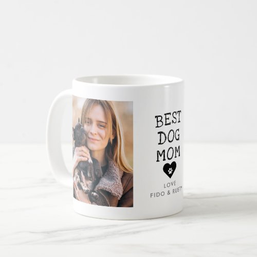 Modern Best Dog Mom Paw In Heart 2_Photo Coffee Mug